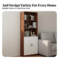 Floor-Standing Narrow Cabinet Shelf Multi-Layer Design Narrow Shelving Cabinet with Doors Space-Saving Bookcase Freestanding for Children, Apartment Dwellers, Homeowners, Small Areas, Living Room, Bedroom