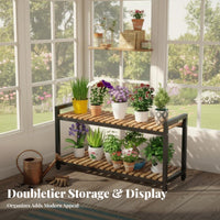 Tiered Design Multi-Tier Plant Stand Simple and Natural Aesthetic Flower Shelf Sturdy Frame Home Decoration Space Saving for Balcony, Living Room, Bedroom, Patio