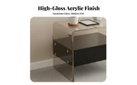 Modern Minimalist design Clear C-Shaped Table Transparent Design Nightstand Space-Saving Home Furniture Easy to Clean for Apartment Dwellers, Homeowners, Bedroom, Small Spaces, Living Room, Entrypassage