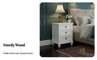 US-inspired and design typeDrawer Nightstand Sturdy Construction 3-Drawer Bedside Cabinet Spacious surface Bedroom Furniture Easy Assembly for homeowners, Apartment Dwellers, Students, Small areas, Guest Room, Office