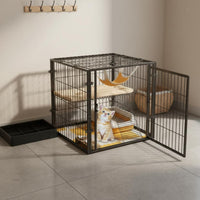 Litter Box Compatible Indoor Cat Villa Large Cat Enclosure