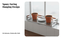Windowsill Planter Shelf Rustproof Stainless Steel Flower Pot Holder Anti-Rust Hanging Flower Pot Holder for Apartment Dwellers, Patio, Fence