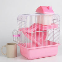 Syrian Hamster Cage and Golden Habitat, 2-Tier Shape Indoor Use, Beginner Small Animal House with Full Set of Accessories