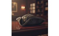 Distressed Pirate Tricorn Hat Steampunk Tricorn with Skull Ornament Vintage Headwear Bold for Halloween, Cosplay