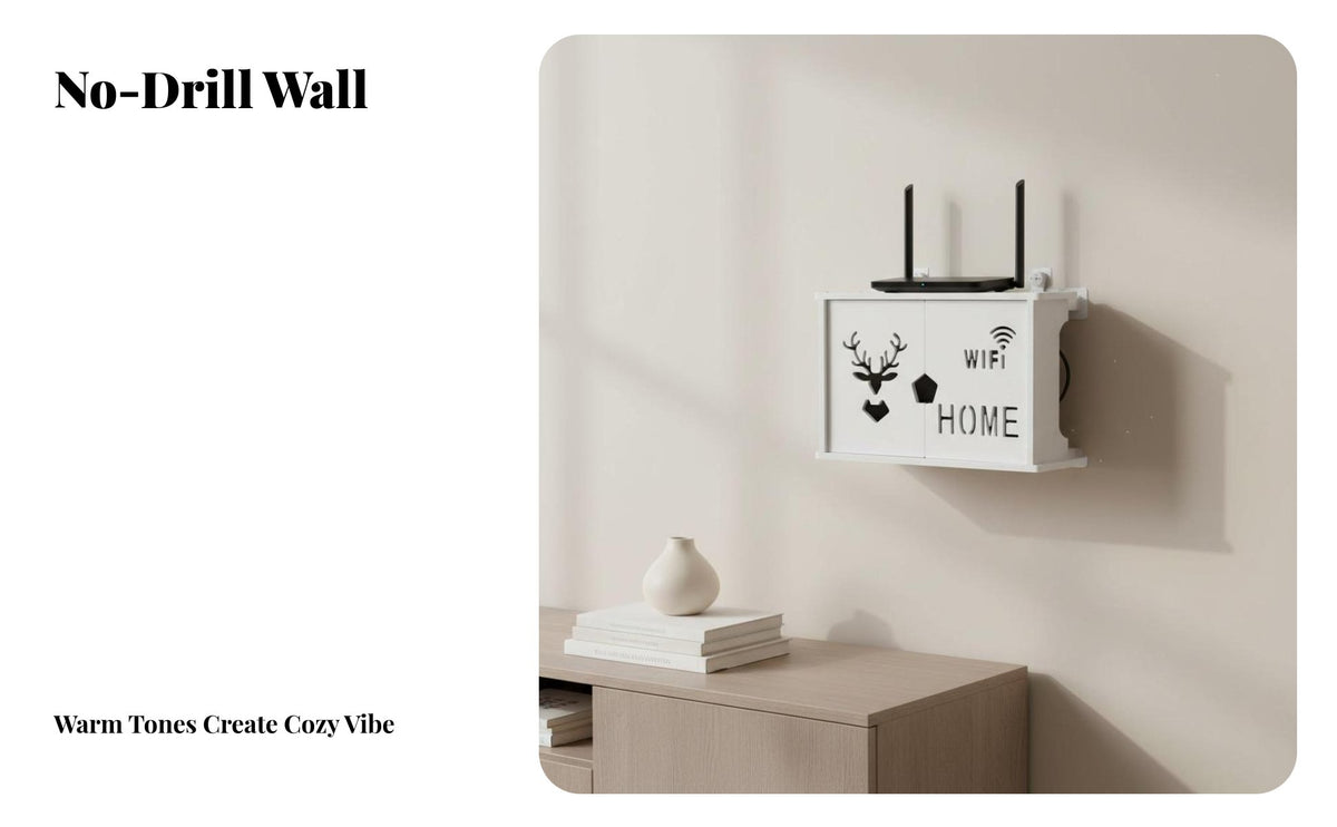 Router Storage Box Easy Installation Wall Mounted Router Box Space-Saving Wall Mount Shelf for Homeowners, Students, Living Room, Study, Bedroom