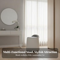 Modern Design Upholstered Swivel Pouf High-Density Foam Cushion Vanity Seat Compact Size Indoor Furniture Multi-Purpose Design for Makeup Users, Adults, Small Space Dwellers, Bedroom, Dressing Room, Under Desk, Bathroom