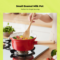 Enamel Milk Pot Stovetop Compatible Saucepan with Clear Lid Multi-Purpose for Campers, Singles, Warming Liquids, Outdoor Cooking