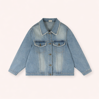 Women Oversized Denim Jacket with Frayed Edge Detail, Long Sleeve Ladies for Spring, Soft Washed Blend Finish