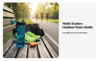 Volume Markings Plastic Sports Bottle Drop-Resistant Plastic Water Bottle Built-in Strainer for Students, Commuters, Travel, Workout, School