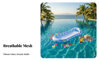 With Backrest Inflatable Water Lounger Glitter Filled Inflatable Pool Lounger Ergonomic Headrest for Adults, Teens, Beach, Travel, Hot Tub