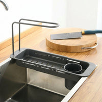 Telescopic Drain Basket Kitchen Sink Drainer, Rectangular Stainless Steel Over The Sink Rack, Modern Minimalist Style Kitchen Organiser Tool