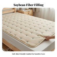 Soybean Fiber Bed Pad Soft Foldable Ing Mat Breathable Quilted Mattress Topper for Side Ers, Homeowners, Dorm Room, Dormitory, Tatami Floor