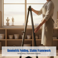 Geometric Folding Easel, Sturdy Wood Display Stand, Adjustable Height, Nordic Design, Poster Holder