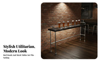 warehouse-inspired design Long Bar Table Dense Wood Top Pub Counter Iron Frame Indoor Furniture for Business Owners, Homeowners, Cafe, Restaurant, Small Spaces
