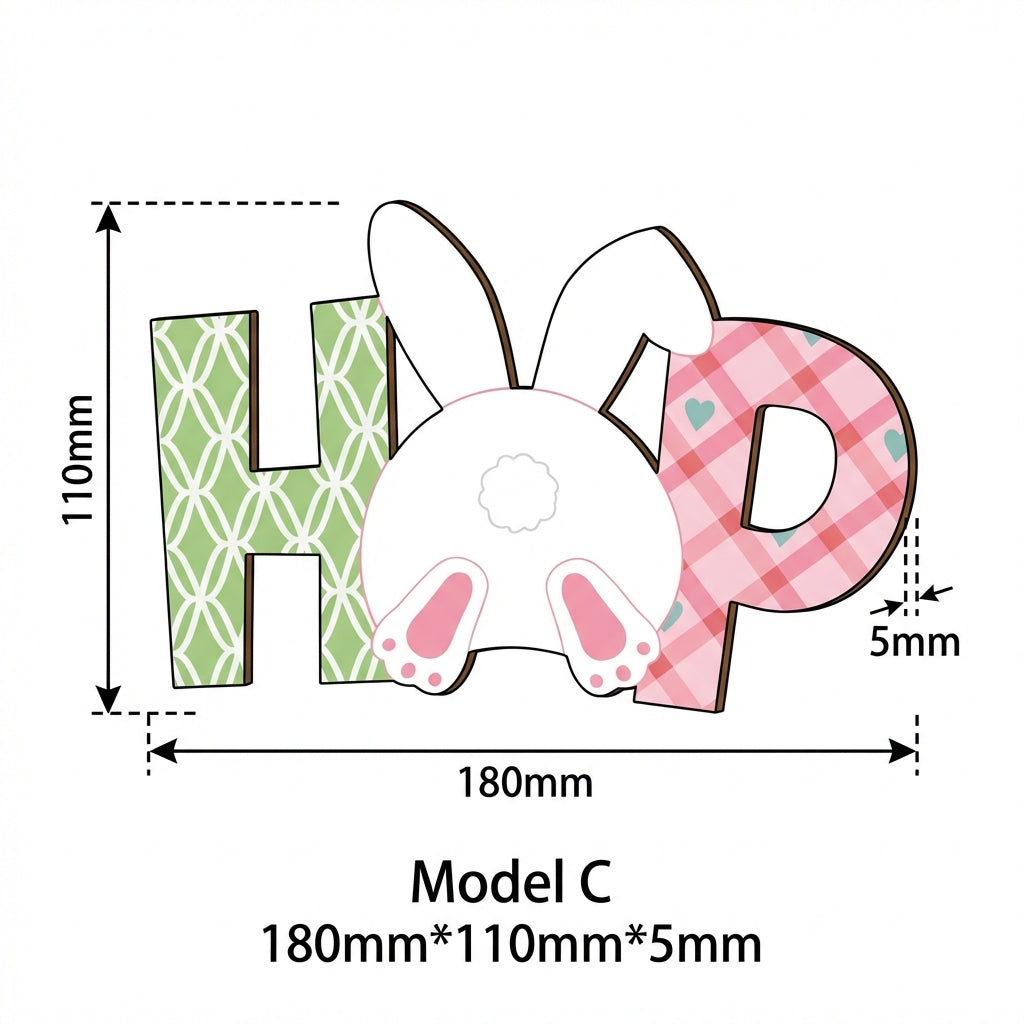 Wooden Easter Hanging Sign, Easter Decorations Door Sign Bunny Ornaments for Door Wall Home Kitchen Wreath