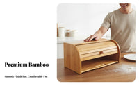 Bamboo Bread Bin Food Grade Roll Top Bread Bin Household Storage Space Saving Design Long-Lasting for Pantry