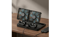 360-Degree Rotation Two-headHead Car Fan Shielded Grille Solar-Powered Fan