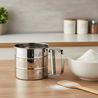 Semi-Automatic Flour Sieve Fine Mesh Handheld Flour Sifter Semi-Automatic Powder Sifter Mirror Finish Kitchen Tool