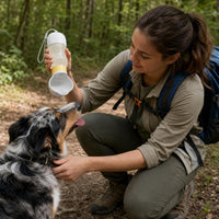 Portable Pet Water Bottle and Food Dispenser for Dogs and Cats, Large Capacity Travel Drinker with Food Bowl