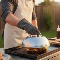 Anti-Scald Handle 9 Inch Stainless Steel Dome Reduces Splatter Round Basting Cover Rust Resistant Round Burger Cover Food Grade for Home Cooks