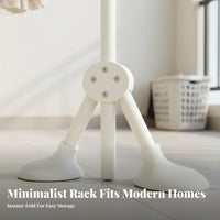 Suction Cup Clothes Rack Drill Floor Standing Laundry Hanger Foldable Telescopic Dehumidifying Pole for Apartment Dwellers, Renters, Balcony, Indoor