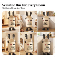 Smiling Face Bunny Ears Trash Can Translucent Lid Rabbit Trash Can Thumbs-up Graphic Decorative Bin Shoe-Shaped Feet for Home, Kitchen, Living Room