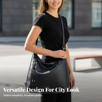 Versatile Design Large PU Leather Tote Adjustable Strap Multi-Way Carry Bag Lightweight for Students, Shopping, Commuting, Travel