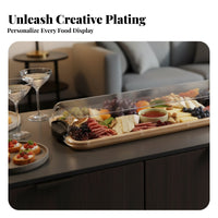 Sturdy Wood Construction Rectangular Wooden Tray Lid Portable Large Wooden Serving Platter Gift Ready Party Food Tray Artisanal for Charcuterie Enthusiasts, Homeowners, Camping, Outdoor, Home Entertaining, Picnics