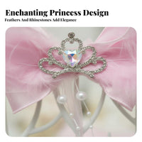 Princess Ribbon Hair Fastener Fairy Look Tulle Ribbon Hair Fastener Crown Feather Barrette Elegant Design Headdress Perfect Gift
