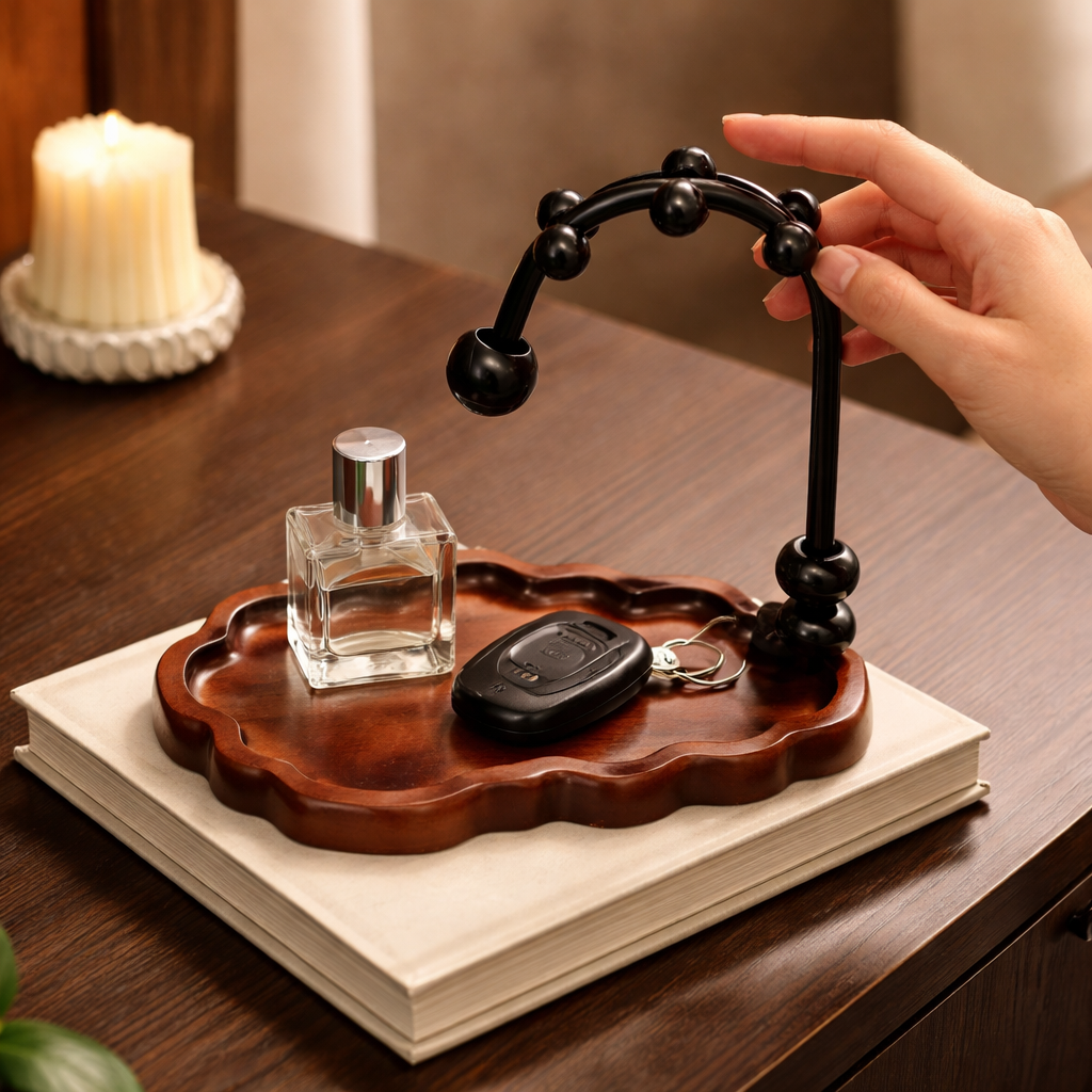 Vintage Key Rack, Freestanding Key Rack with Shelf, for Hallway & Entrance Area, Dark Material