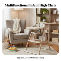 Anti-Tip Structure Foldable High Chair Easy to Clean Baby High Chair Safety Harness Foldable Baby Seat with Tray Lightweight for Toddlers, Grandparents, Kitchen, Travel, Restaurants, Family Visits