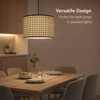 Woven Lampshade for Table Lamp, Cylindrical Lamp Shade Soft Light, Table Lamp Living Room, Lamp Shade Warm Ambiance, Artisanal Woven Lighting Shade