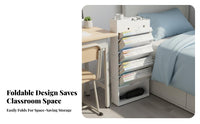 Foldable Rolling Desk-Side Book organizer With casters Multi-Compartment organizer Multifunctional book organizer Space Saving for Students, Teenagers, Office Workers, Classroom, Study Room, Bedroom, Nursery