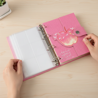 Pink Apple Shaped A5 Photocard Binder with Magnetic Closure, 4-Pocket Pages for Kpop Photocards