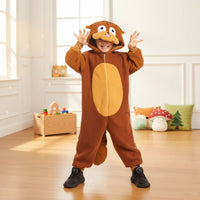 Kids Squirrel Costume Squirrel Role-Play Outfit Front Zipper Soft Animal Pajamas for Halloween
