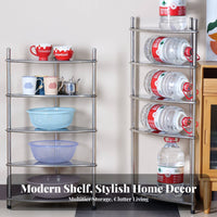 Space-Saving Multi-Tier Corner Shelf Sturdy Construction Multi-Tier Triangular Stand Easy Assembly Storage Rack Solid Shelves for Homeowners, Students, Office Workers, Bathroom, Kitchen, Bedroom, Living Room