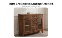 Multifunctional Solid Wood Buffet Cabinet Versatile Dining Room Credenza Sturdy Structure Accent Storage Cabinet Adjustable Shelves for Homeowners, Families, Interior Decorators, Entryway, Home Office