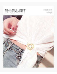 衣角打结扣高档衬衫t恤下摆固定百搭装饰丝巾扣扣子衣服收腰环扣 猫耳朵金色（3cm）