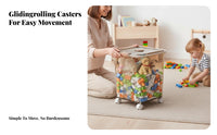 complimentarystanding Toy Container Easy to Clean Rolling creature Toy Hamper With Handles