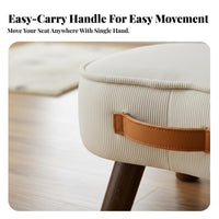 Portable with Handle Upholstered Footstool Multi-Functional Peanut-Shaped Ottoman Soft Padded Cushion Low Stool Space-Saving for Children, Adults, Parents, Living Room, Entryway, Bedroom