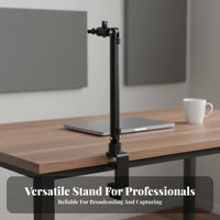 360° Rotation Desktop Audio Recorder Arm Stable Support Audio Recorder Arm Stand Heavy Duty Construction Clamp-on Desk Mic Stand Space Saving for Streamers, Podcasters, Content Creators, Live Broadcasting, Home Studio, Gaming Setup, Office