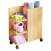 Sports Storage Cabinet Uncovered Shelves Mobile Storage Cabinet Rolling Organizer Compact Easy Reach for Gym