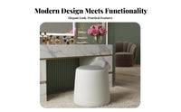 Modern Design Upholstered Swivel Pouf High-Density Foam Cushion Vanity Seat Compact Size Indoor Furniture Multi-Purpose Design for Makeup Users, Adults, Small Space Dwellers, Bedroom, Dressing Room, Under Desk, Bathroom