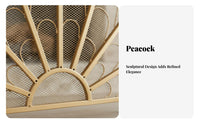 Peacock Fireplace Screen Handcrafted Freestanding Fireplace Cover Easy Assembly Wrought Iron Mesh Screen for Families with Children, Pet Owners