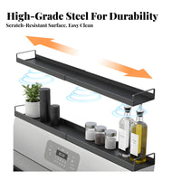 Tool-Effortless Installation Steel Cooktop Back Organizer No Drilling Required Attachable Cooktop Top Shelf Adjustable Size for Renters