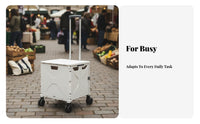Telescoping Handle Foldable Shopping Cart Multi-Purpose Collapsible Utility Crate with Wheels Large Capacity Folding Utility Cart with Wheels Heavy Duty for Homeowners, Office Workers, Market, Camping, Travel, School