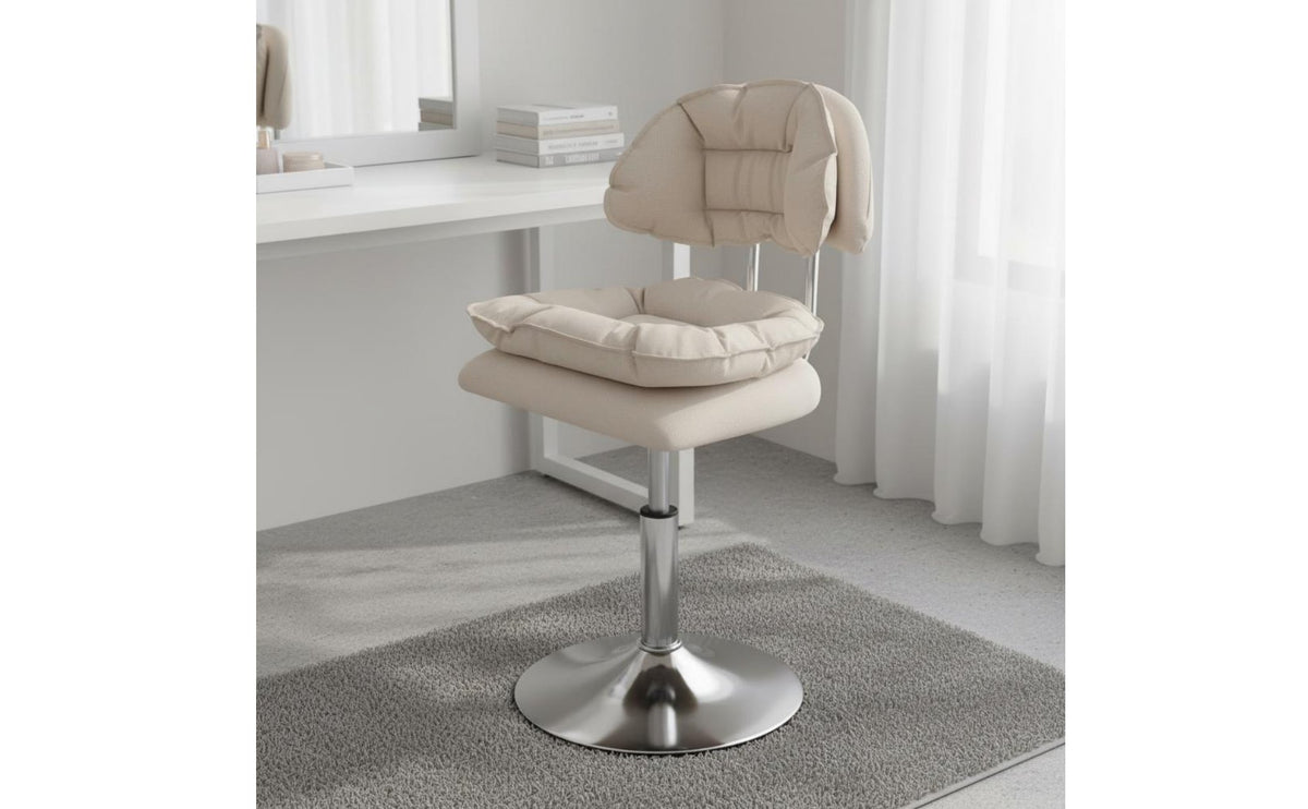Ergonomic Back Support Padded Technician Stool on Wheels Adjustable Rolling Stool with Backrest Cushioned Swivel Vanity Chair for Beauticians, Nail Technicians, Hairstylists, Beauty Salon, Barbershop, Home Office