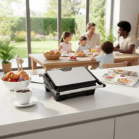 Non-Stick Plates Panini Press Double-Sided Heating Contact Grill Multi-Functional Indoor Electric Grill 180° Flat Opening for Dorm Room