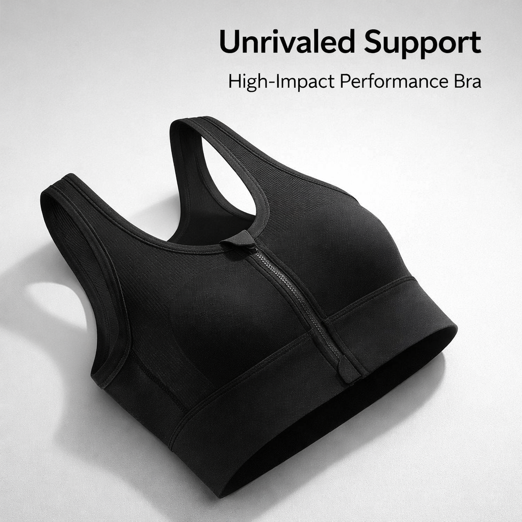 Sports Bras Women High Impact Compression with Front Zipper for Easy On Off, Padded Support for Running and Gym Workouts