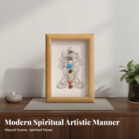 Aura Point Crystal Frame Stones 7 Chakras Picture Frame Spiritual Gift Aura Point Stone Wall Art for Aura Balancing Practitioners, Restorative Room
